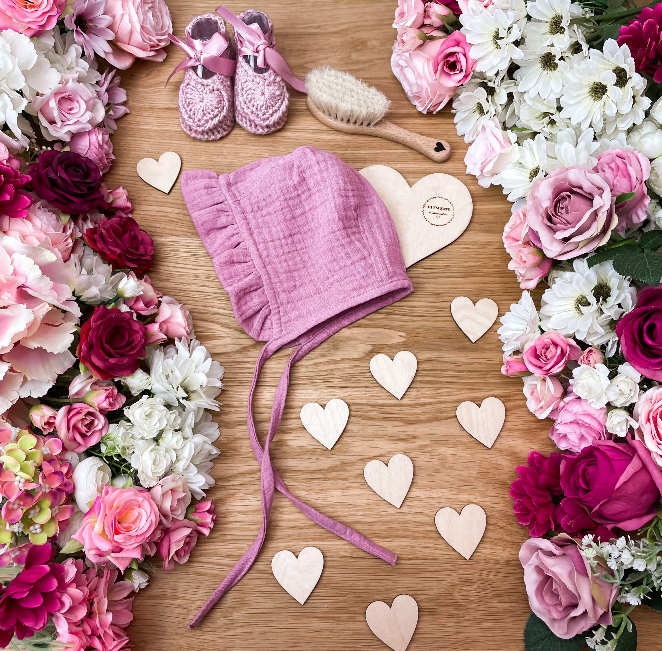 Bonetka muślin rose wrzos